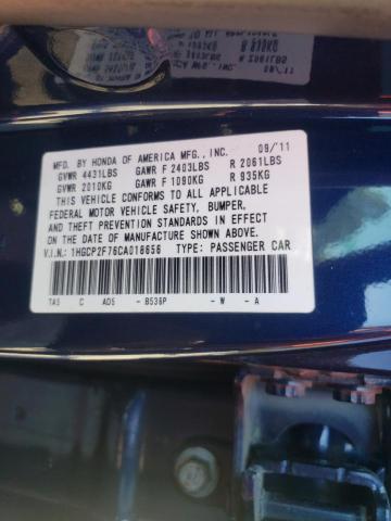 Photo 9 VIN: 1HGCP2F76CA018656 - HONDA ACCORD EX 