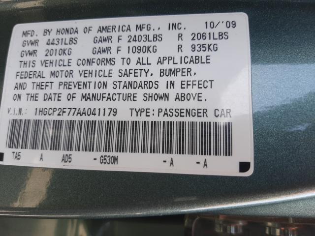 Photo 9 VIN: 1HGCP2F77AA041179 - HONDA ACCORD EX 