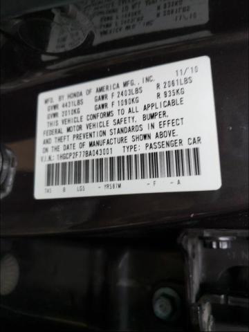 Photo 9 VIN: 1HGCP2F77BA043001 - HONDA ACCORD EX 