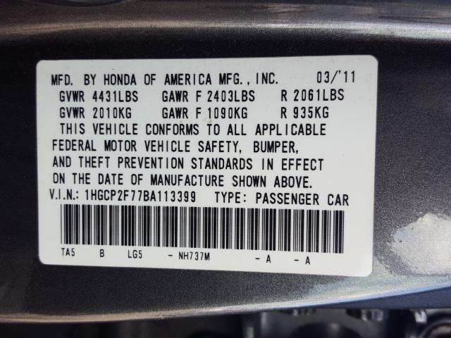 Photo 9 VIN: 1HGCP2F77BA113399 - HONDA ACCORD EX 