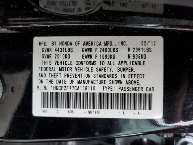 Photo 12 VIN: 1HGCP2F77CA108110 - HONDA ACCORD EX 