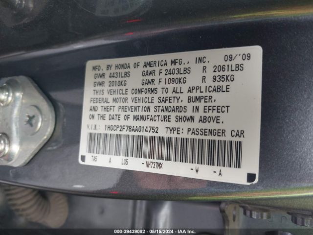 Photo 8 VIN: 1HGCP2F78AA014752 - HONDA ACCORD 