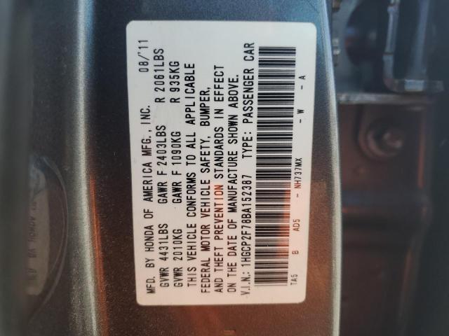 Photo 11 VIN: 1HGCP2F78BA152387 - HONDA ACCORD EX 