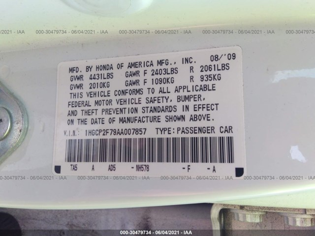 Photo 8 VIN: 1HGCP2F79AA007857 - HONDA ACCORD EX 