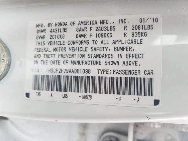 Photo 9 VIN: 1HGCP2F79AA081098 - HONDA ACCORD EX 