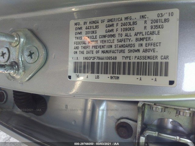 Photo 8 VIN: 1HGCP2F79AA106548 - HONDA ACCORD SDN 