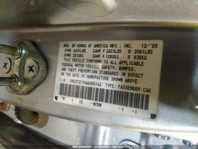 Photo 8 VIN: 1HGCP2F7XAA066142 - HONDA ACCORD SDN 