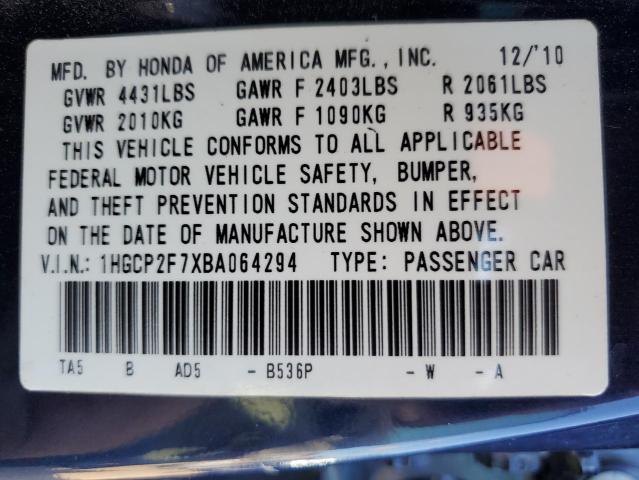 Photo 11 VIN: 1HGCP2F7XBA064294 - HONDA ACCORD EX 