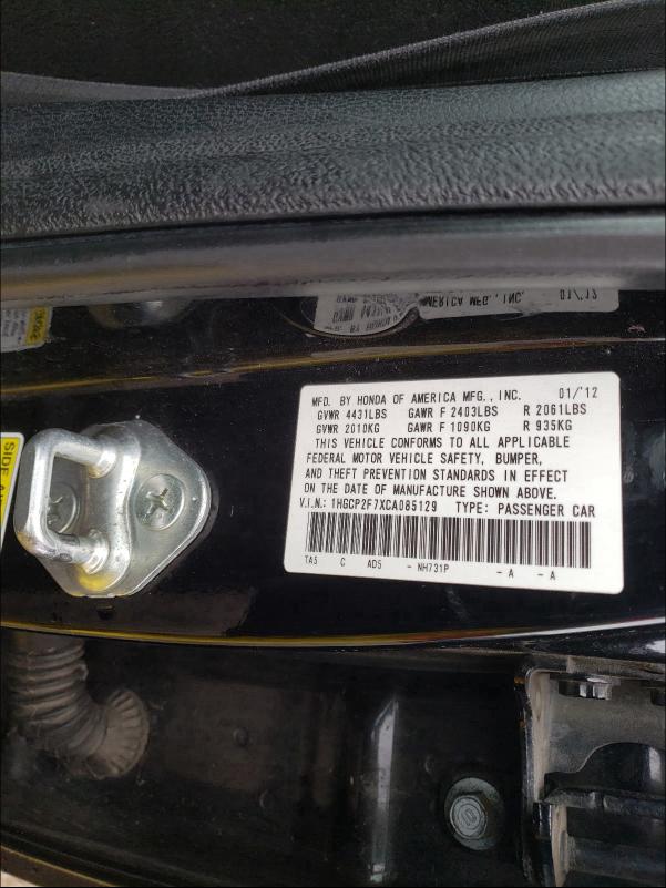 Photo 9 VIN: 1HGCP2F7XCA085129 - HONDA ACCORD EX 