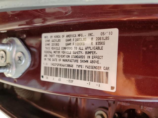 Photo 9 VIN: 1HGCP2F80AA138846 - HONDA ACCORD EXL 