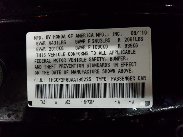 Photo 9 VIN: 1HGCP2F80AA195225 - HONDA ACCORD EXL 