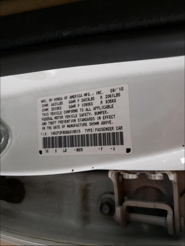 Photo 9 VIN: 1HGCP2F80BA018515 - HONDA ACCORD EXL 