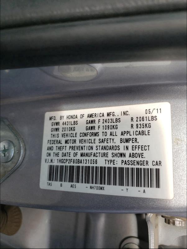 Photo 9 VIN: 1HGCP2F80BA131056 - HONDA ACCORD EXL 