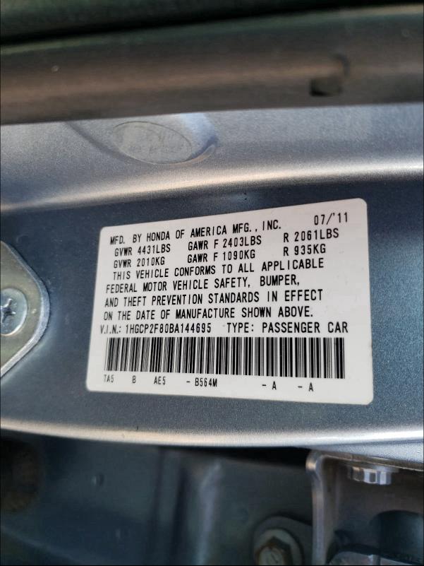 Photo 9 VIN: 1HGCP2F80BA144695 - HONDA ACCORD EXL 