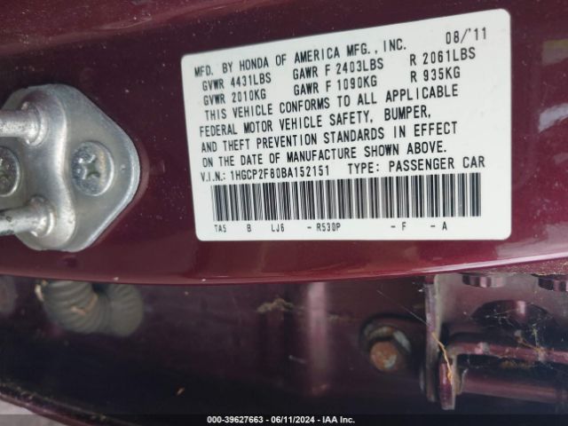 Photo 8 VIN: 1HGCP2F80BA152151 - HONDA ACCORD 