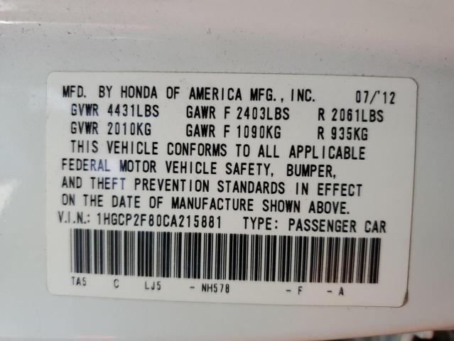 Photo 11 VIN: 1HGCP2F80CA215881 - HONDA ACCORD EXL 