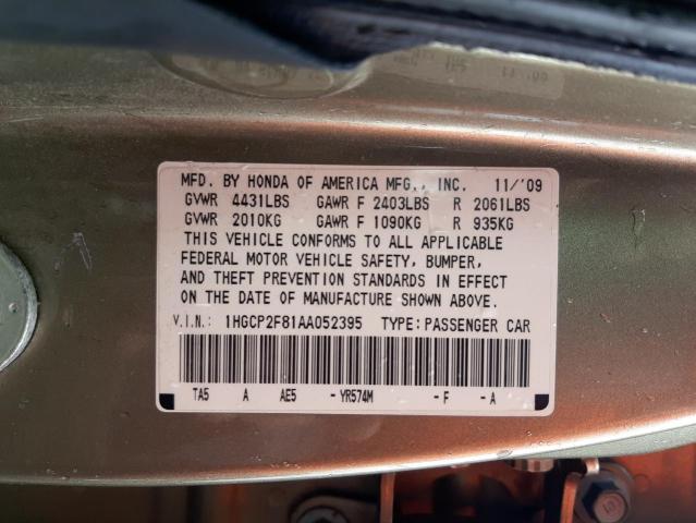 Photo 9 VIN: 1HGCP2F81AA052395 - HONDA ACCORD EXL 