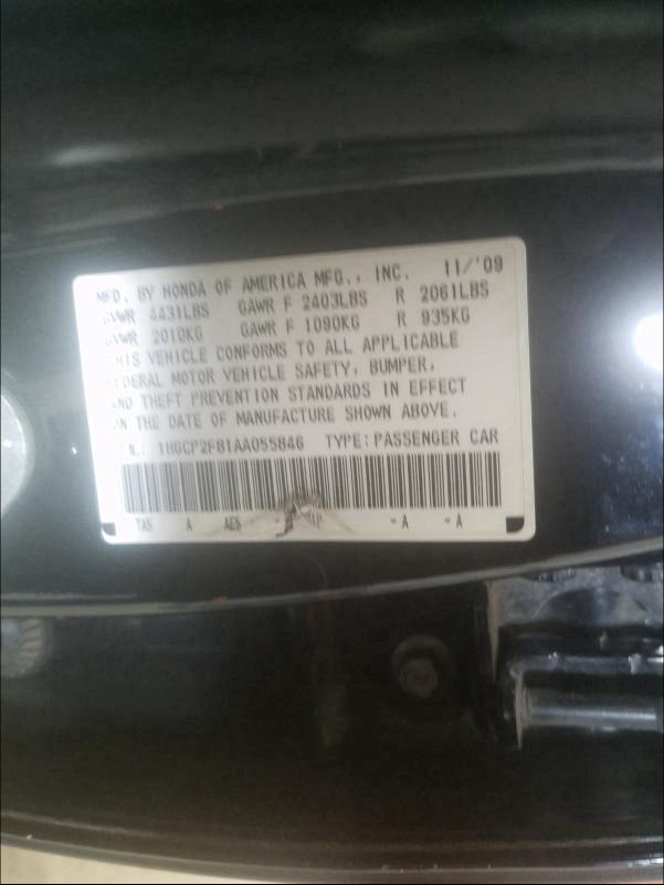 Photo 9 VIN: 1HGCP2F81AA055846 - HONDA ACCORD EXL 