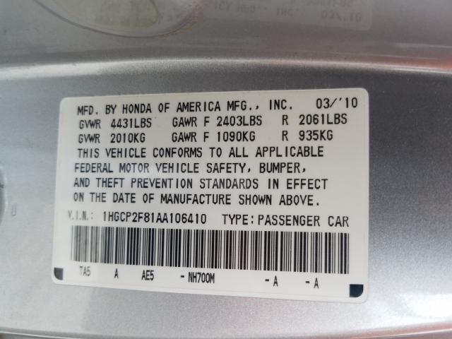 Photo 9 VIN: 1HGCP2F81AA106410 - HONDA ACCORD EXL 