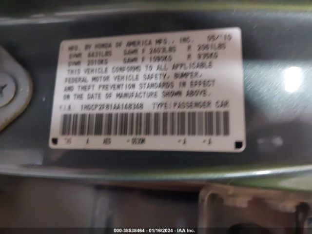 Photo 8 VIN: 1HGCP2F81AA148348 - HONDA ACCORD 