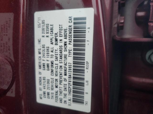 Photo 9 VIN: 1HGCP2F81BA128957 - HONDA ACCORD EXL 