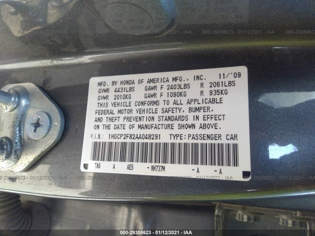 Photo 8 VIN: 1HGCP2F82AA048291 - HONDA ACCORD SDN 