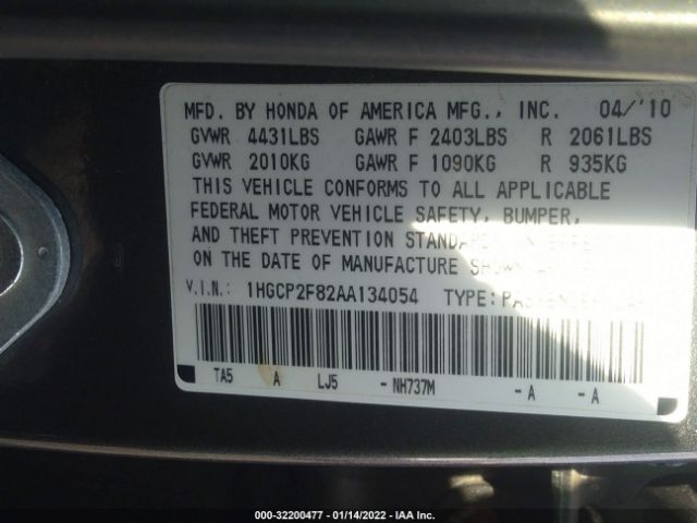 Photo 8 VIN: 1HGCP2F82AA134054 - HONDA ACCORD SDN 