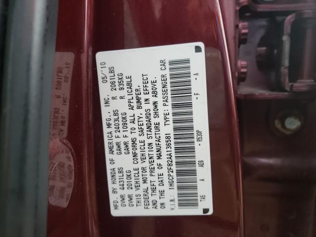 Photo 9 VIN: 1HGCP2F82AA136581 - HONDA ACCORD EXL 