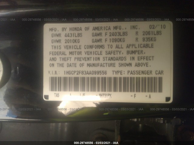 Photo 8 VIN: 1HGCP2F83AA099556 - HONDA ACCORD SDN 