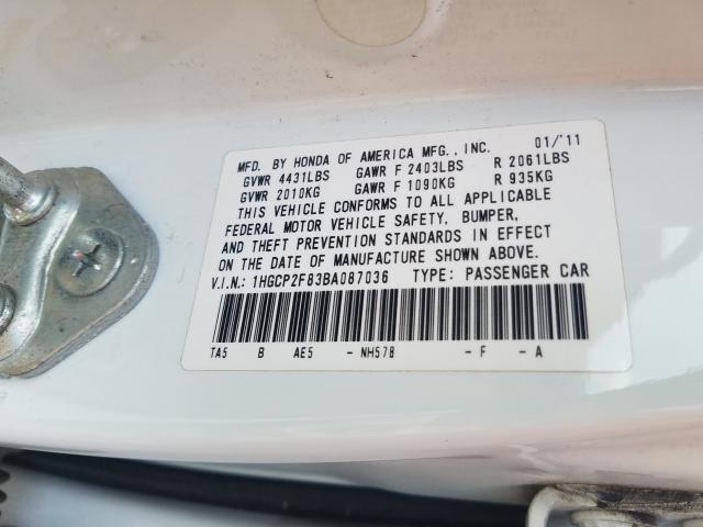 Photo 9 VIN: 1HGCP2F83BA087036 - HONDA ACCORD EXL 