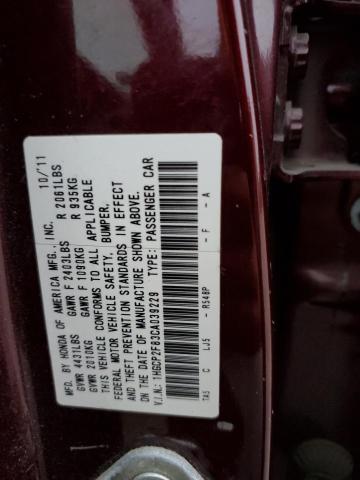 Photo 11 VIN: 1HGCP2F83CA039229 - HONDA ACCORD EXL 