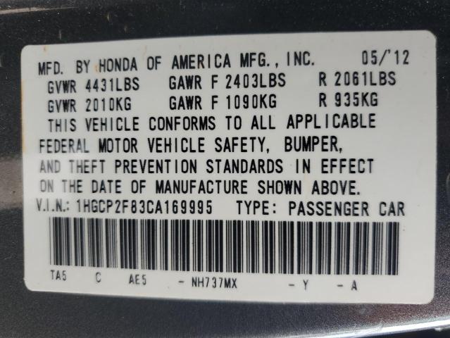 Photo 12 VIN: 1HGCP2F83CA169995 - HONDA ACCORD 