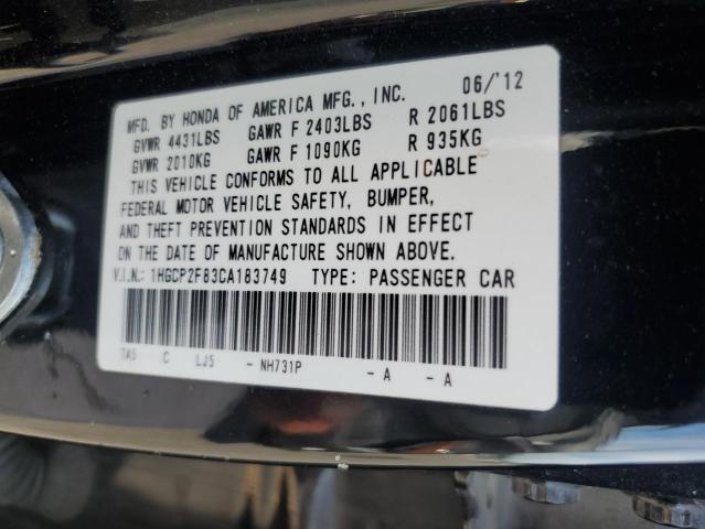 Photo 11 VIN: 1HGCP2F83CA183749 - HONDA ACCORD EXL 