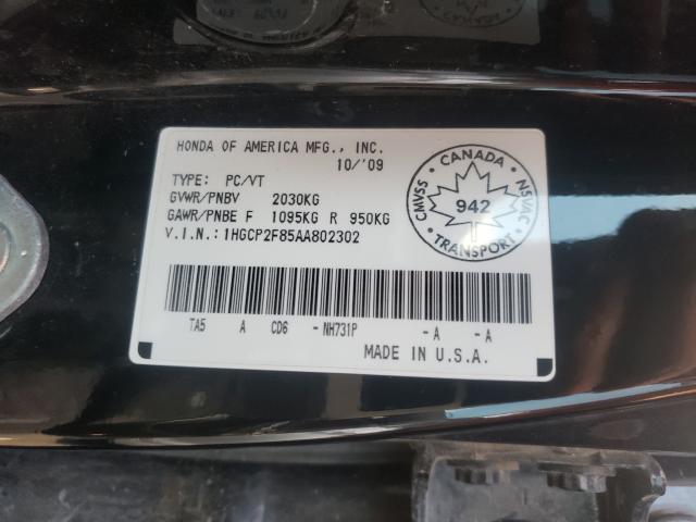 Photo 9 VIN: 1HGCP2F85AA802302 - HONDA ACCORD EXL 