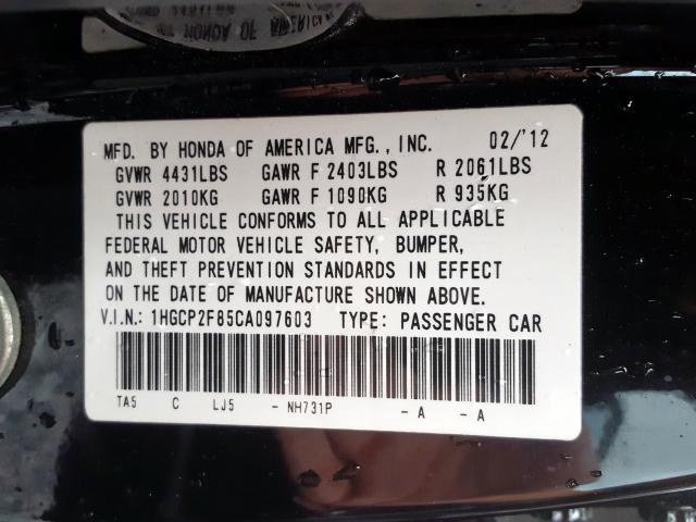 Photo 9 VIN: 1HGCP2F85CA097603 - HONDA ACCORD EXL 