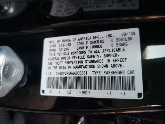 Photo 9 VIN: 1HGCP2F86AA030361 - HONDA ACCORD EXL 