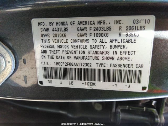 Photo 8 VIN: 1HGCP2F86AA112302 - HONDA ACCORD SDN 