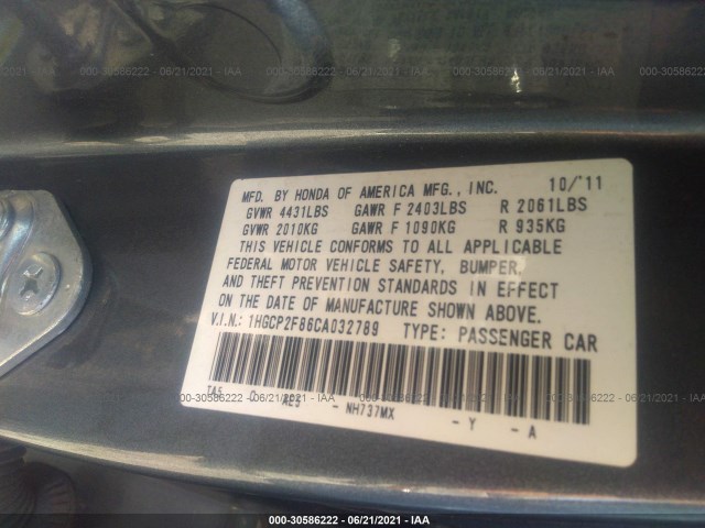 Photo 8 VIN: 1HGCP2F86CA032789 - HONDA ACCORD SDN 