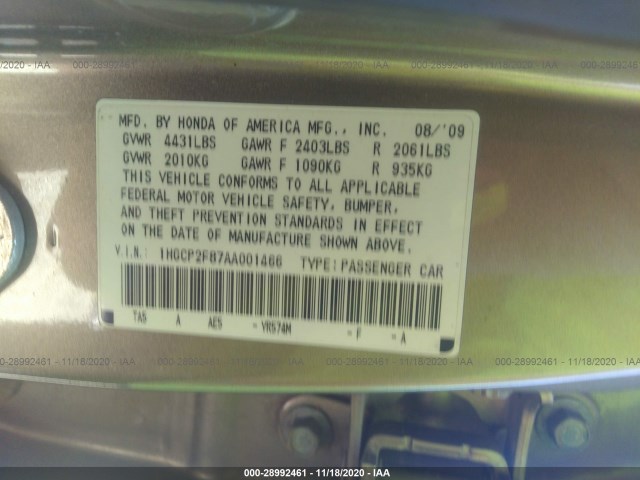 Photo 8 VIN: 1HGCP2F87AA001466 - HONDA ACCORD SDN 