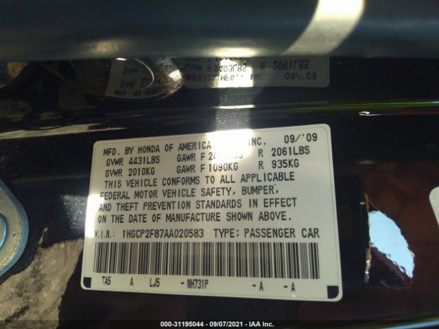 Photo 8 VIN: 1HGCP2F87AA020583 - HONDA ACCORD SDN 