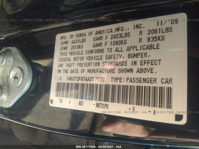 Photo 8 VIN: 1HGCP2F87AA057620 - HONDA ACCORD SDN 