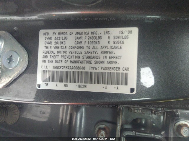 Photo 8 VIN: 1HGCP2F87AA068648 - HONDA ACCORD SDN 