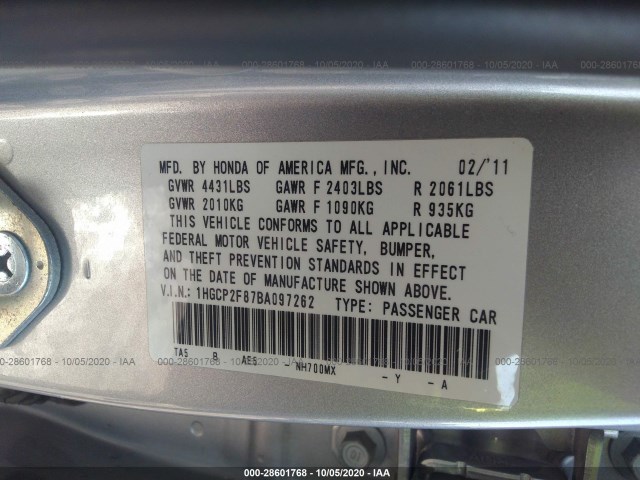 Photo 8 VIN: 1HGCP2F87BA097262 - HONDA ACCORD 