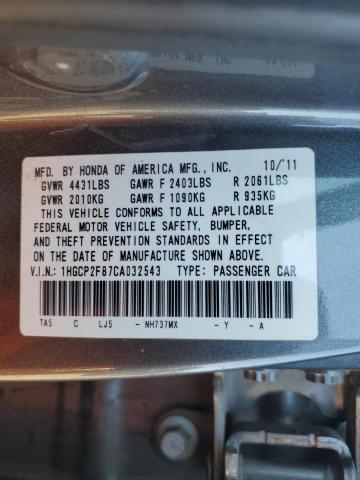 Photo 11 VIN: 1HGCP2F87CA032543 - HONDA ACCORD 