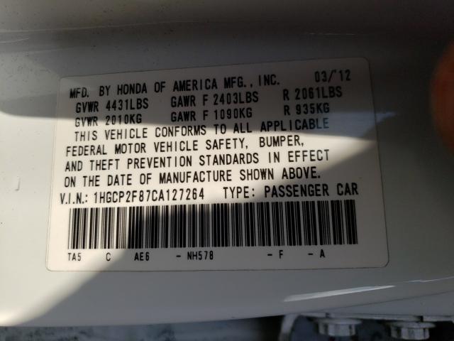 Photo 9 VIN: 1HGCP2F87CA127264 - HONDA ACCORD EXL 