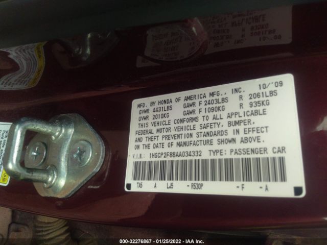 Photo 8 VIN: 1HGCP2F88AA034332 - HONDA ACCORD SDN 