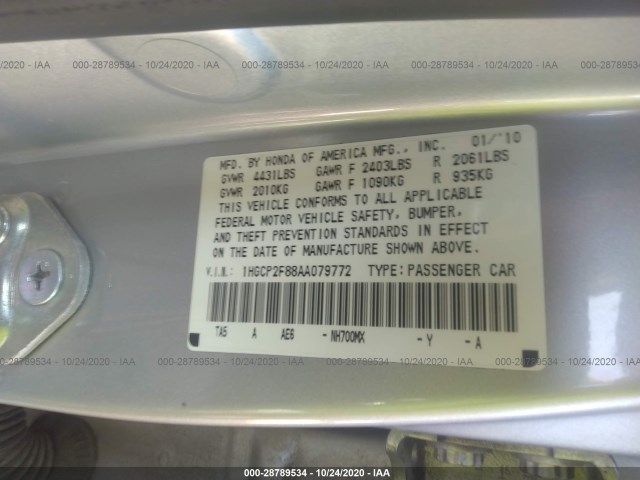 Photo 8 VIN: 1HGCP2F88AA079772 - HONDA ACCORD SDN 