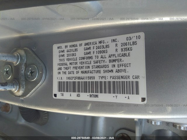 Photo 8 VIN: 1HGCP2F88AA115959 - HONDA ACCORD SDN 