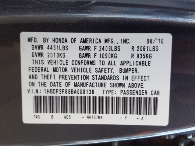 Photo 9 VIN: 1HGCP2F88BA008136 - HONDA ACCORD EXL 