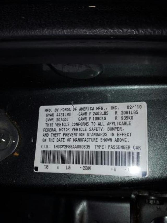 Photo 9 VIN: 1HGCP2F89AA090635 - HONDA ACCORD EXL 